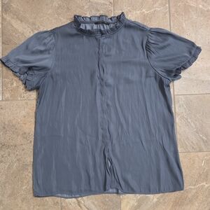 Tahari‎ Elegant Blue Ruffle Sleeve Top Women Med Career